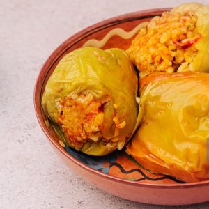 Ardei umpluți cu orez și ciuperci, la oală - 1,1 kg